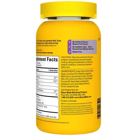 Nature Made Triple-Action Biotics Gummies raspberry lemon flavour close-up
