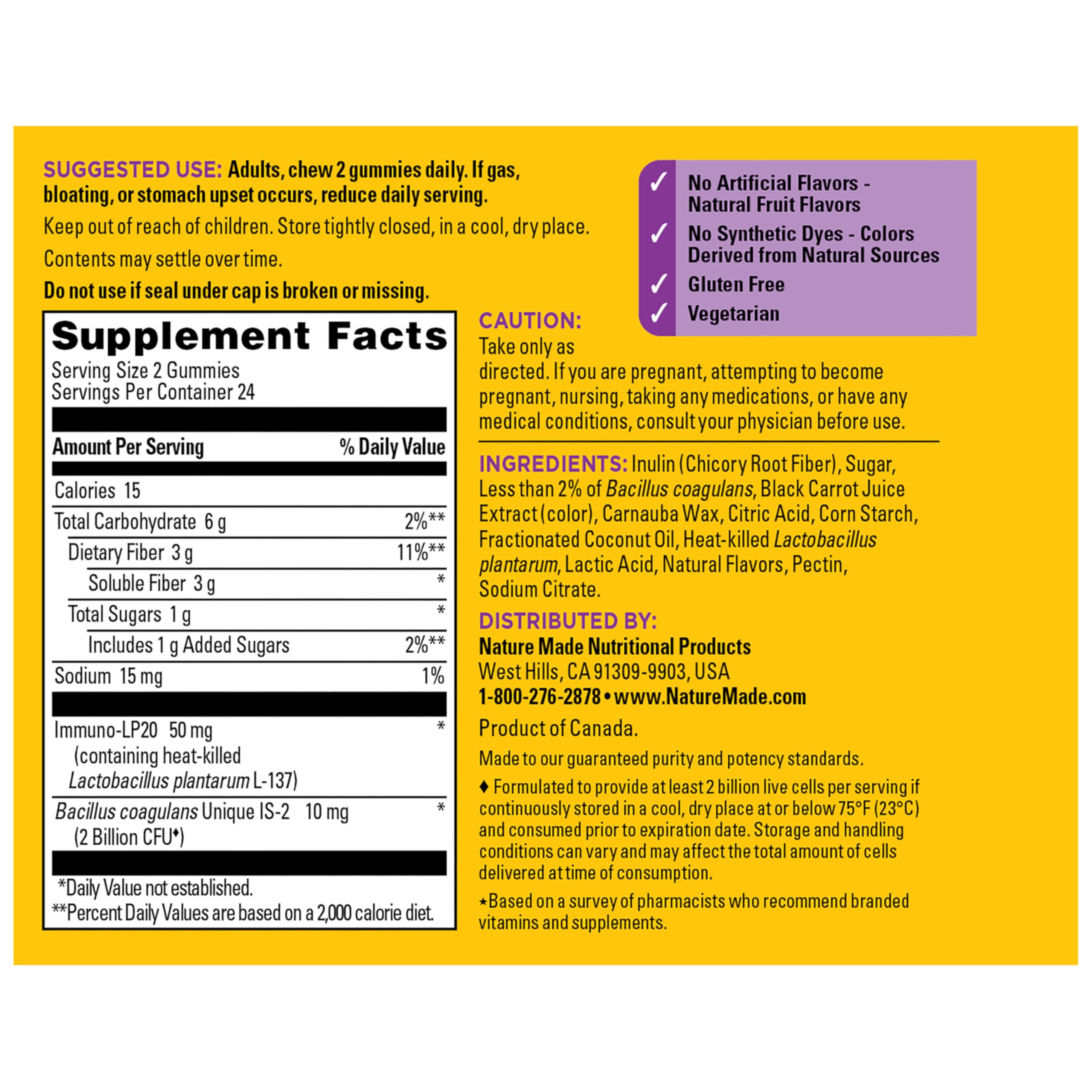 Nature Made Triple-Action Biotics gummies with packaging details