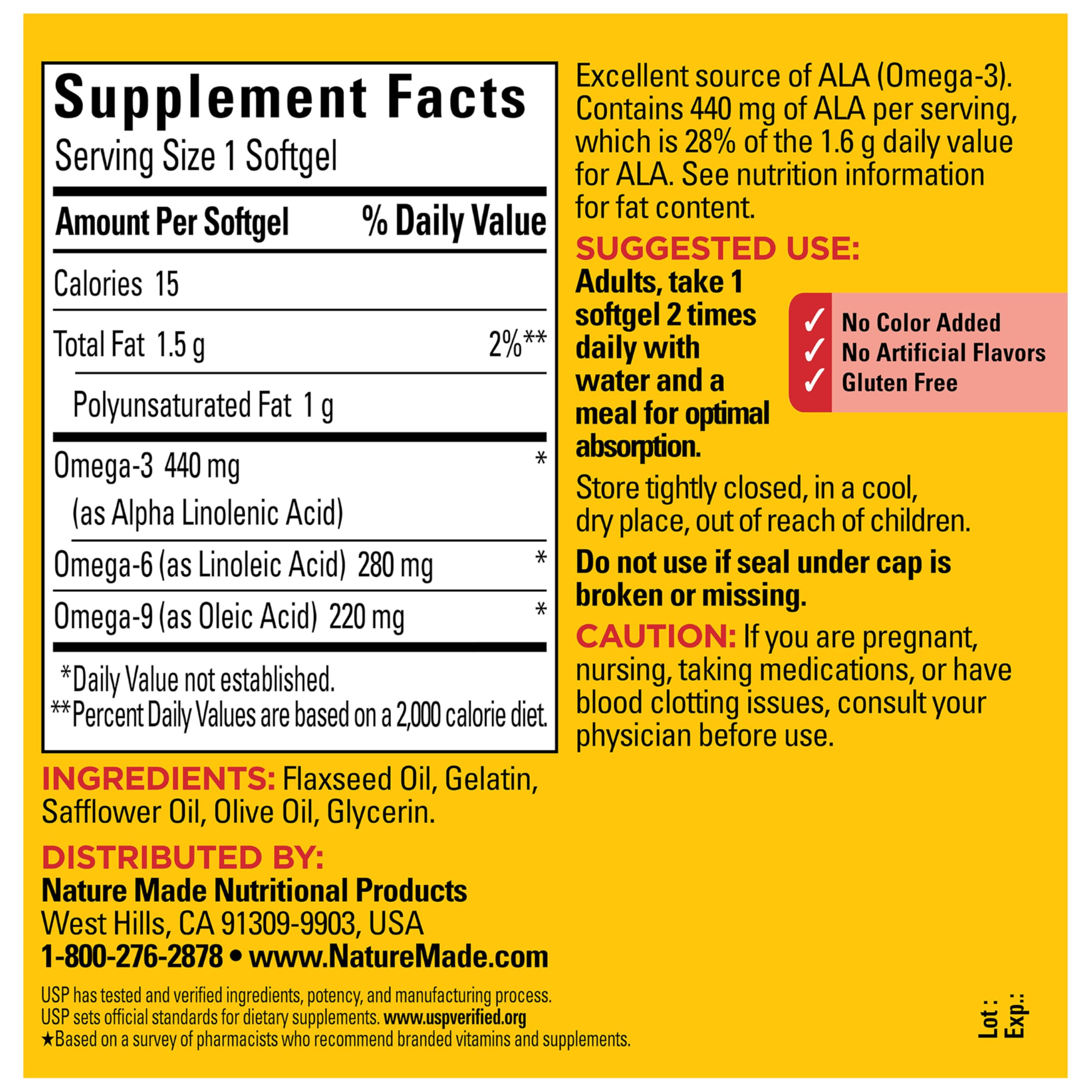Nature Made Triple Omega 3-6-9 Softgels on a kitchen counter