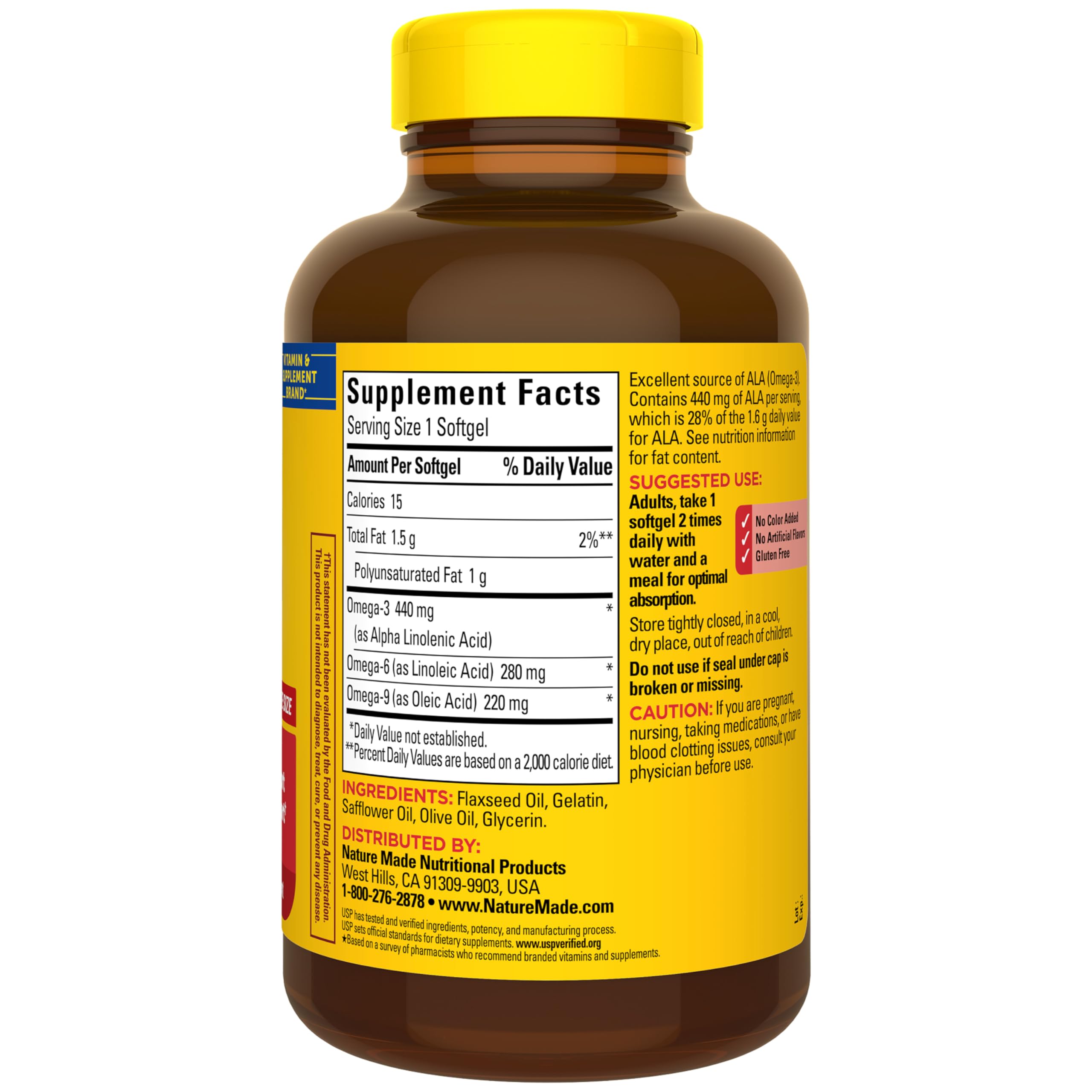 Nature Made Triple Omega 3-6-9 Softgels with a glass of water