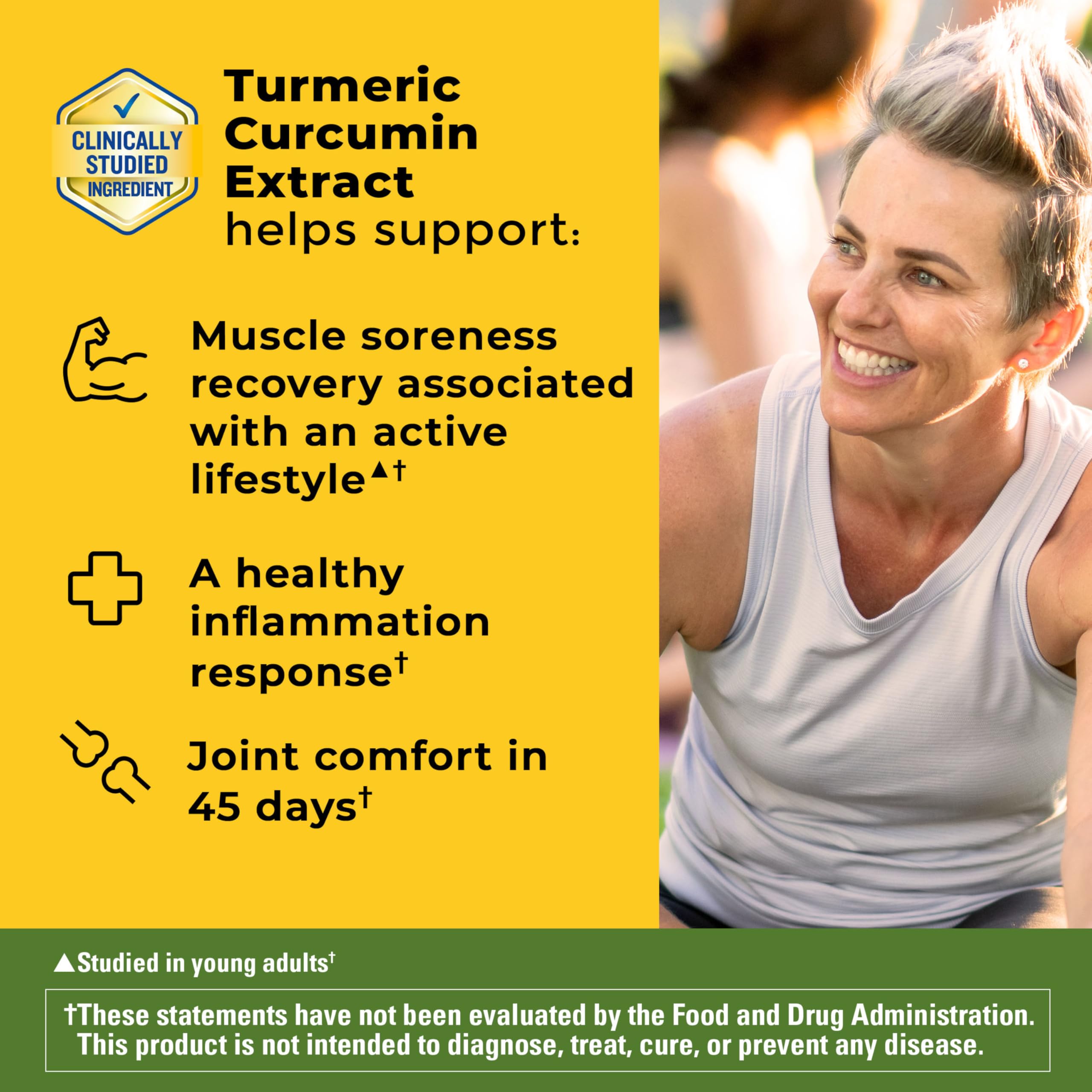 Nature Made Turmeric Curcumin Capsules 250mg side view