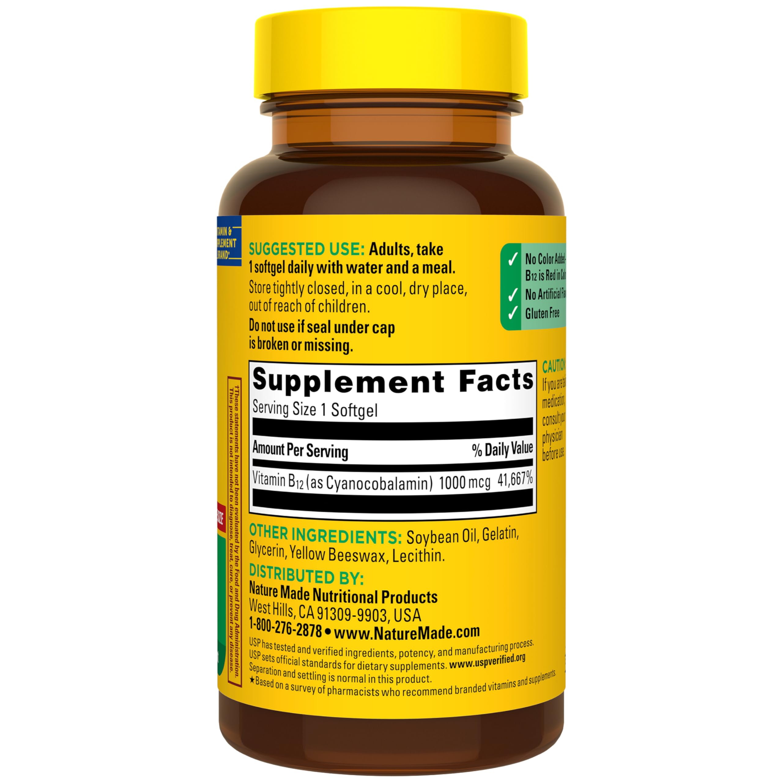 Nature Made Vitamin B12 1000 mcg Softgels with measuring spoon