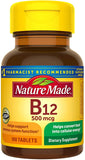 Nature Made Vitamin B12 500 mcg Tablets front view of the bottle