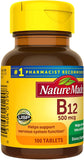 Nature Made Vitamin B12 500 mcg Tablets side view showing tablet count