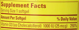 Nature Made Vitamin D3 1000 IU 600 Softgels packaging details