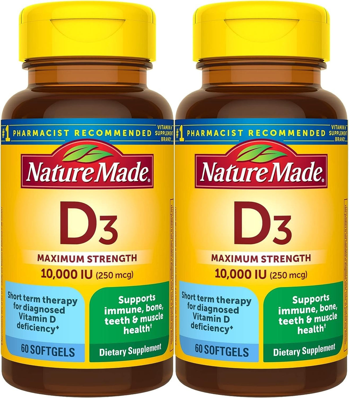 Nature Made Vitamin D3 10000 IU softgels pack of 2 front view