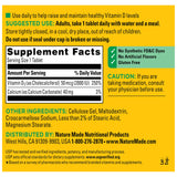 Nature Made Vitamin D3 2000 IU Tablets 400 Count nutritional information