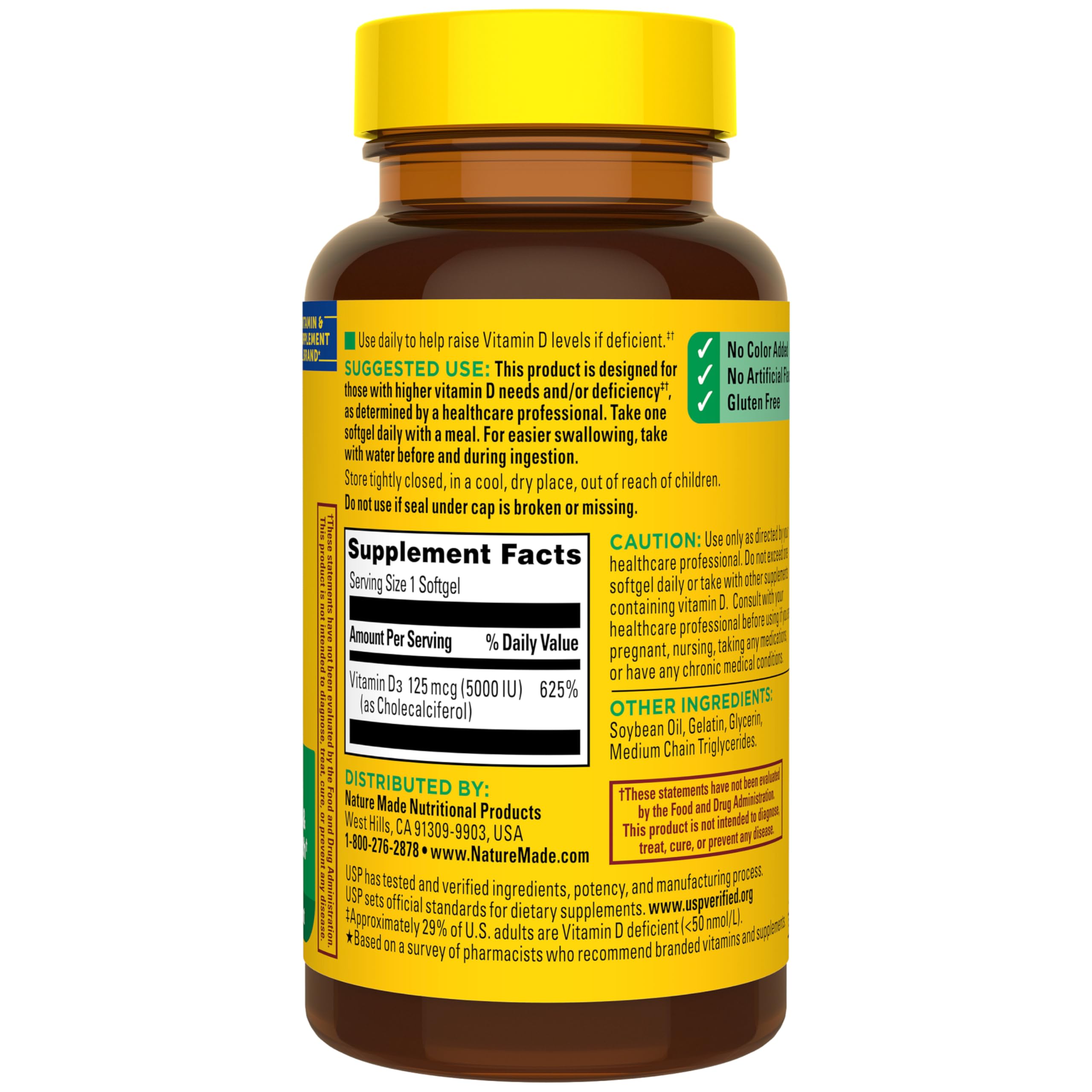 Nature Made Vitamin D3 5000 IU Softgels with a meal