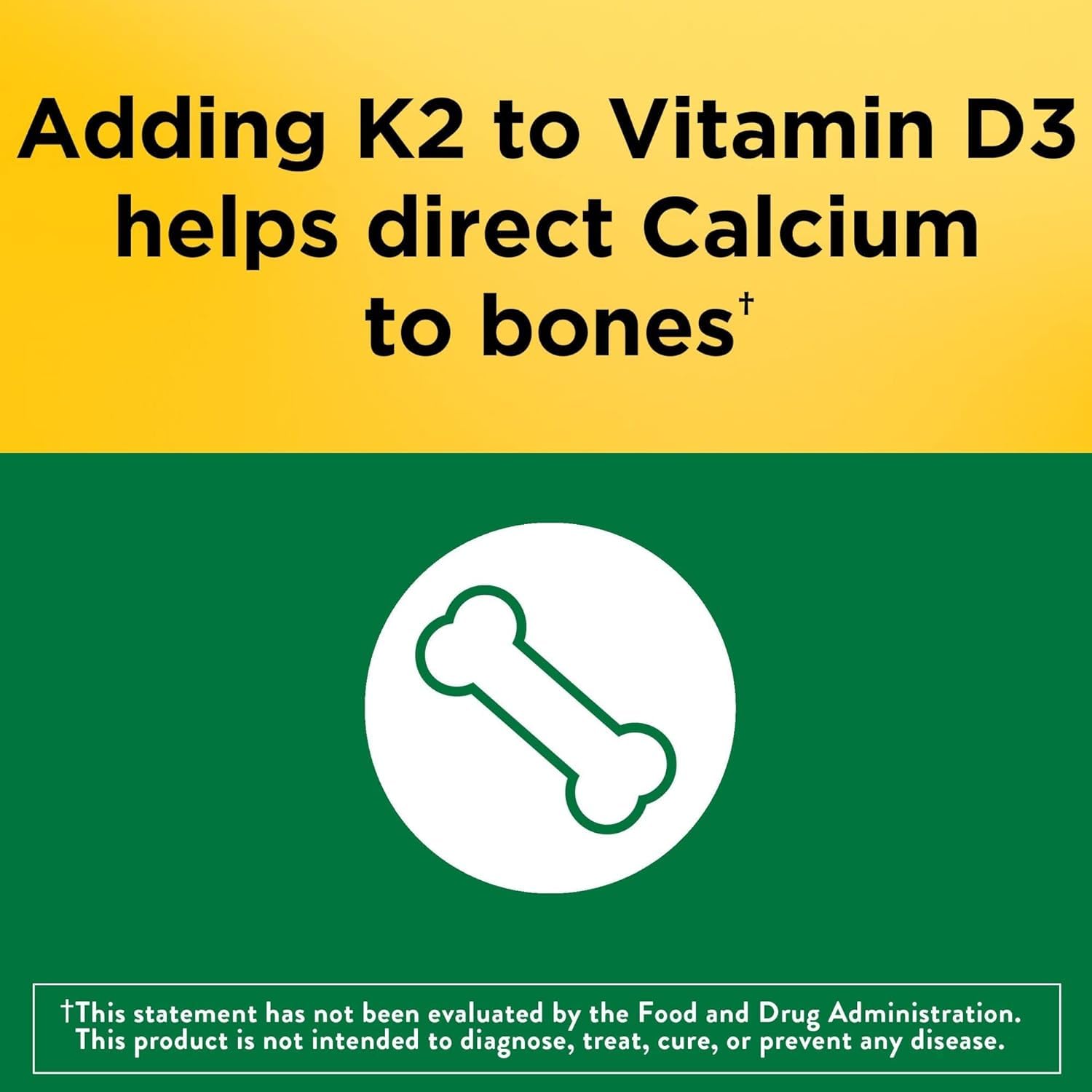 Nature Made Vitamin D3 + K2 Softgels back view with ingredient list
