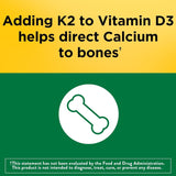 Nature Made Vitamin D3 + K2 Softgels back view with ingredient list
