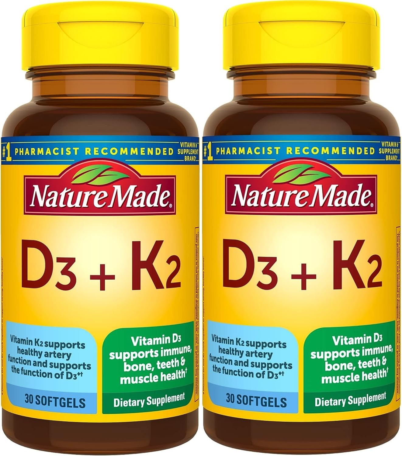 Nature Made Vitamin D3 + K2 Softgels pack of 2 front view