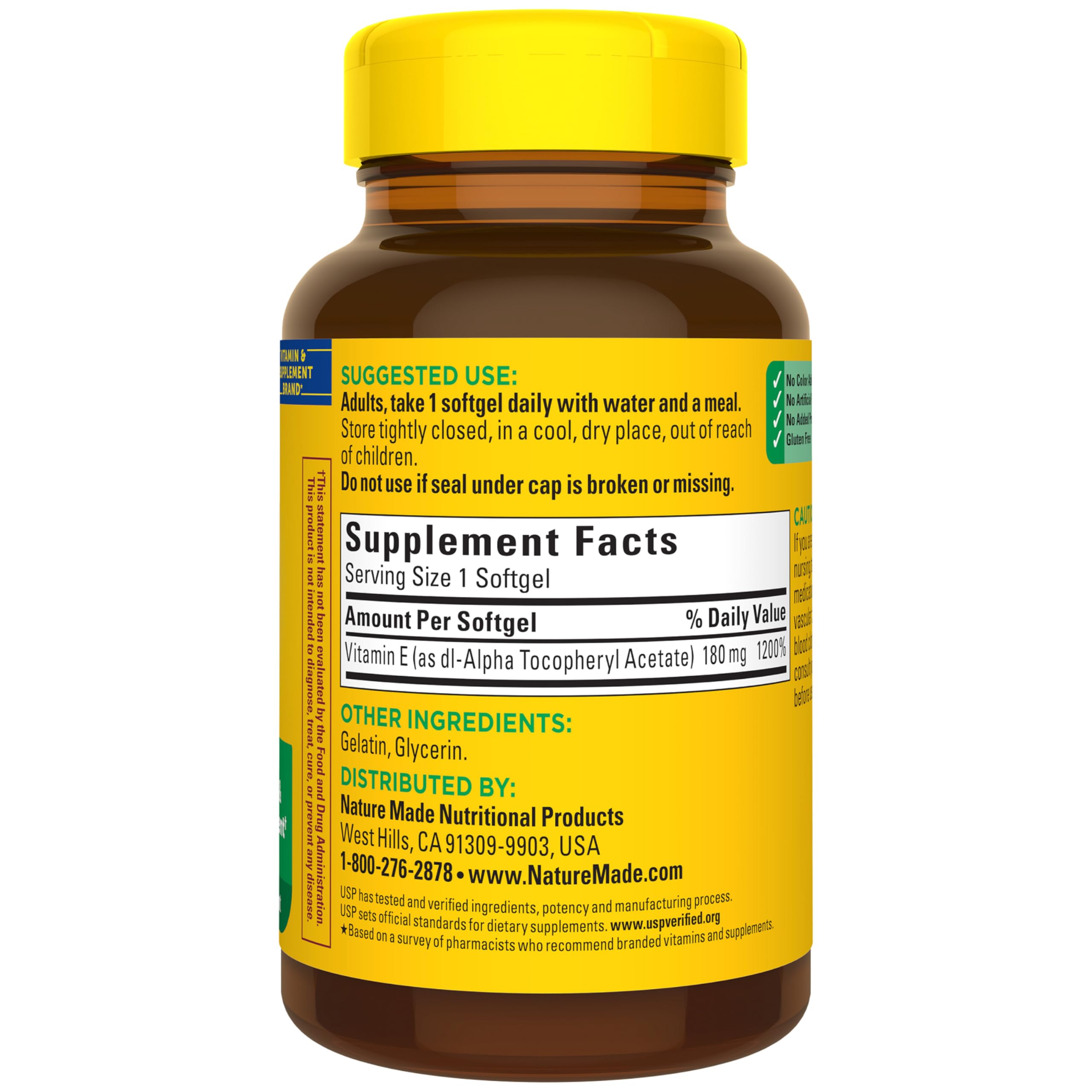 Nature Made Vitamin E 400 IU Softgels with a meal on a table