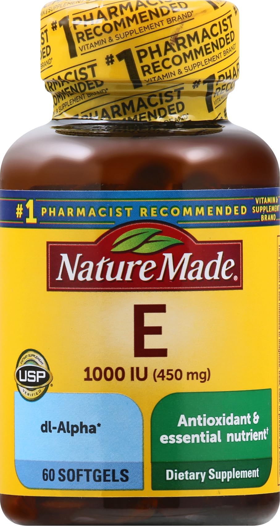 Nature Made Vitamin E 450 mg softgels bottle front view
