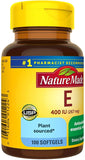 Nature Made Vitamin E Softgels bottle with 100 count