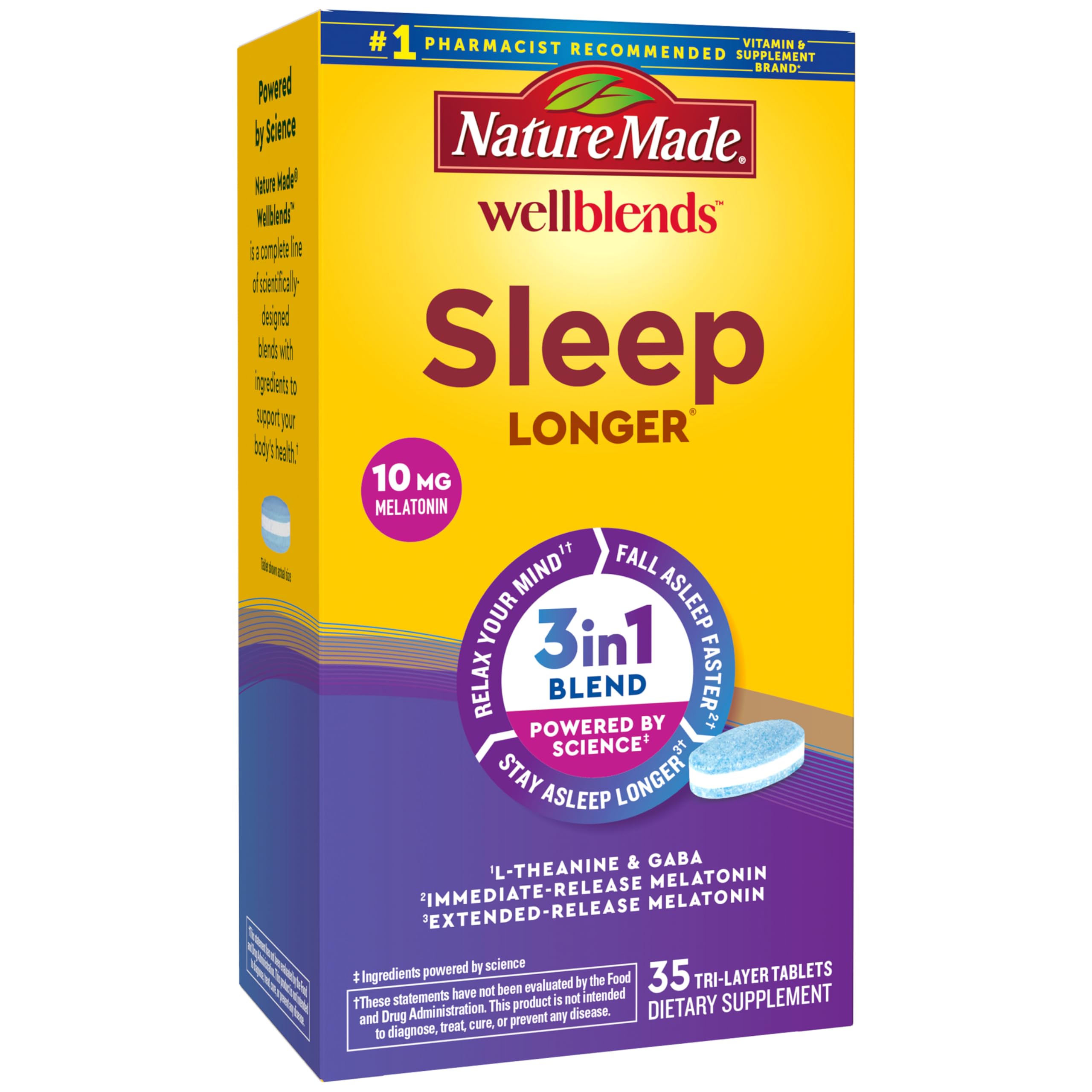 Nature Made Wellblends Sleep Longer 35 tablets front view