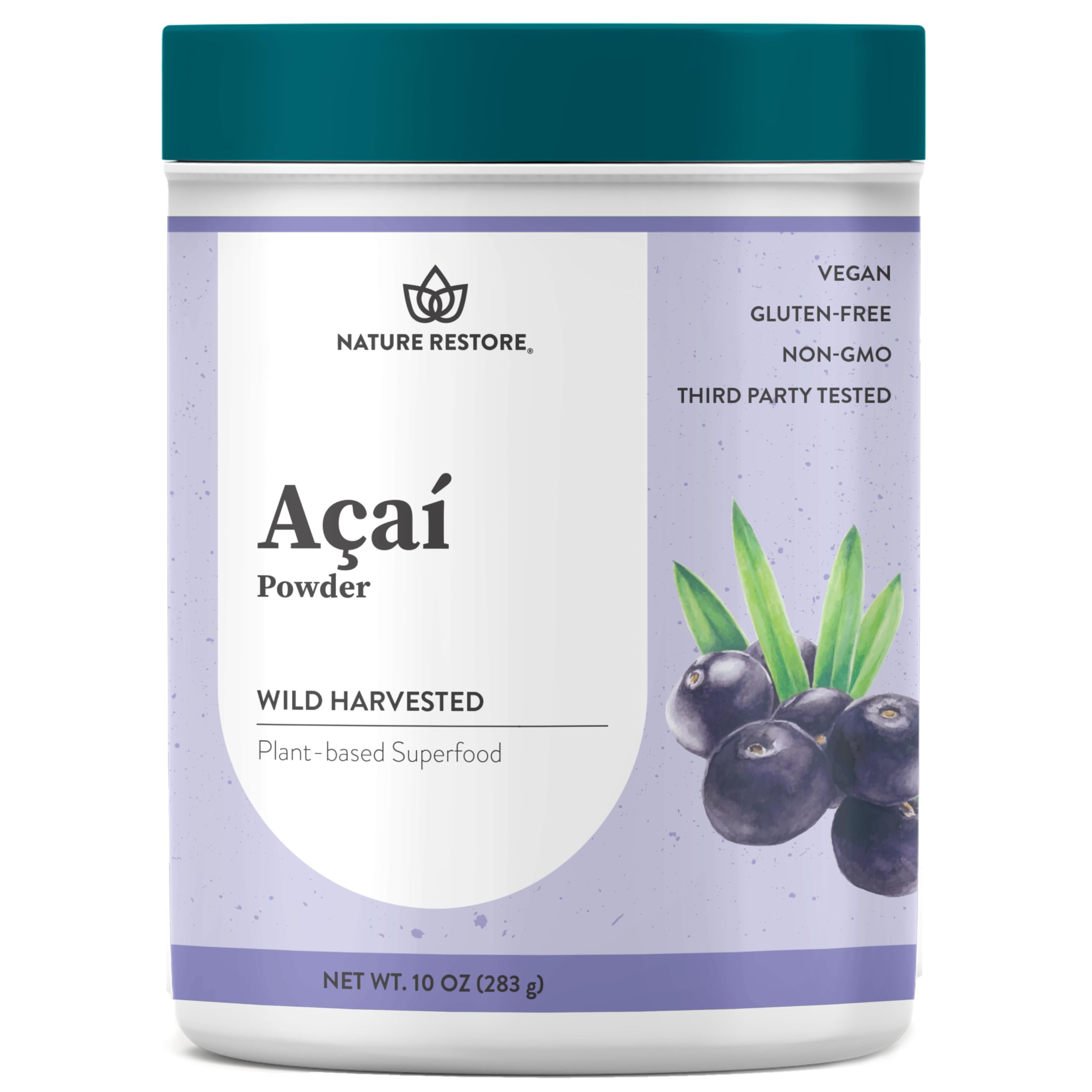 Nature Restore Acai Berry Powder 10oz front view