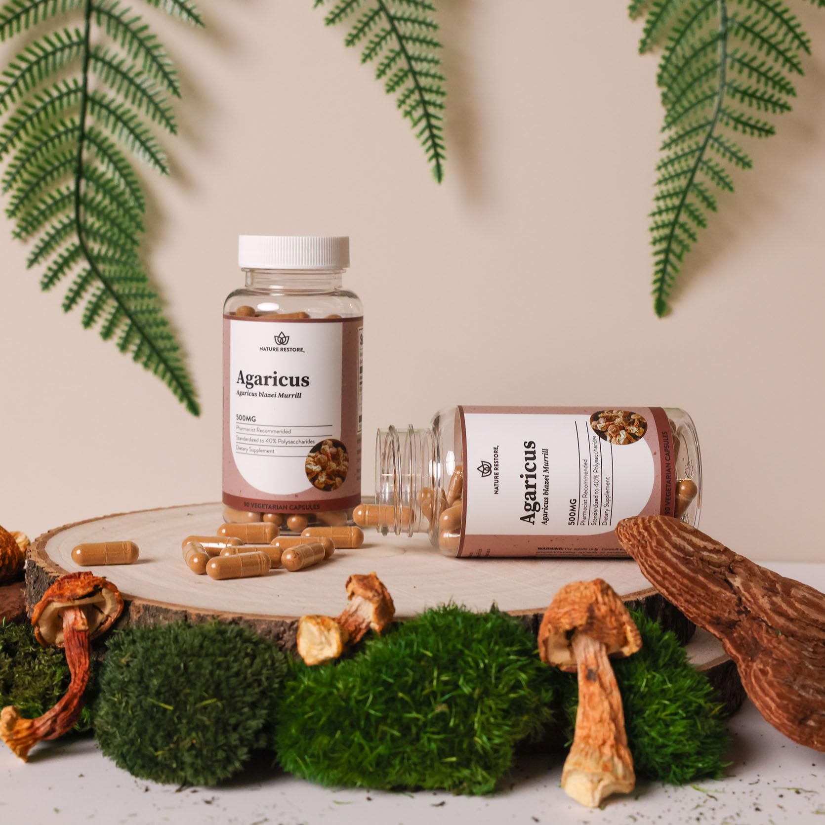 Nature Restore Agaricus Blazei Mushroom Extract bottle side view