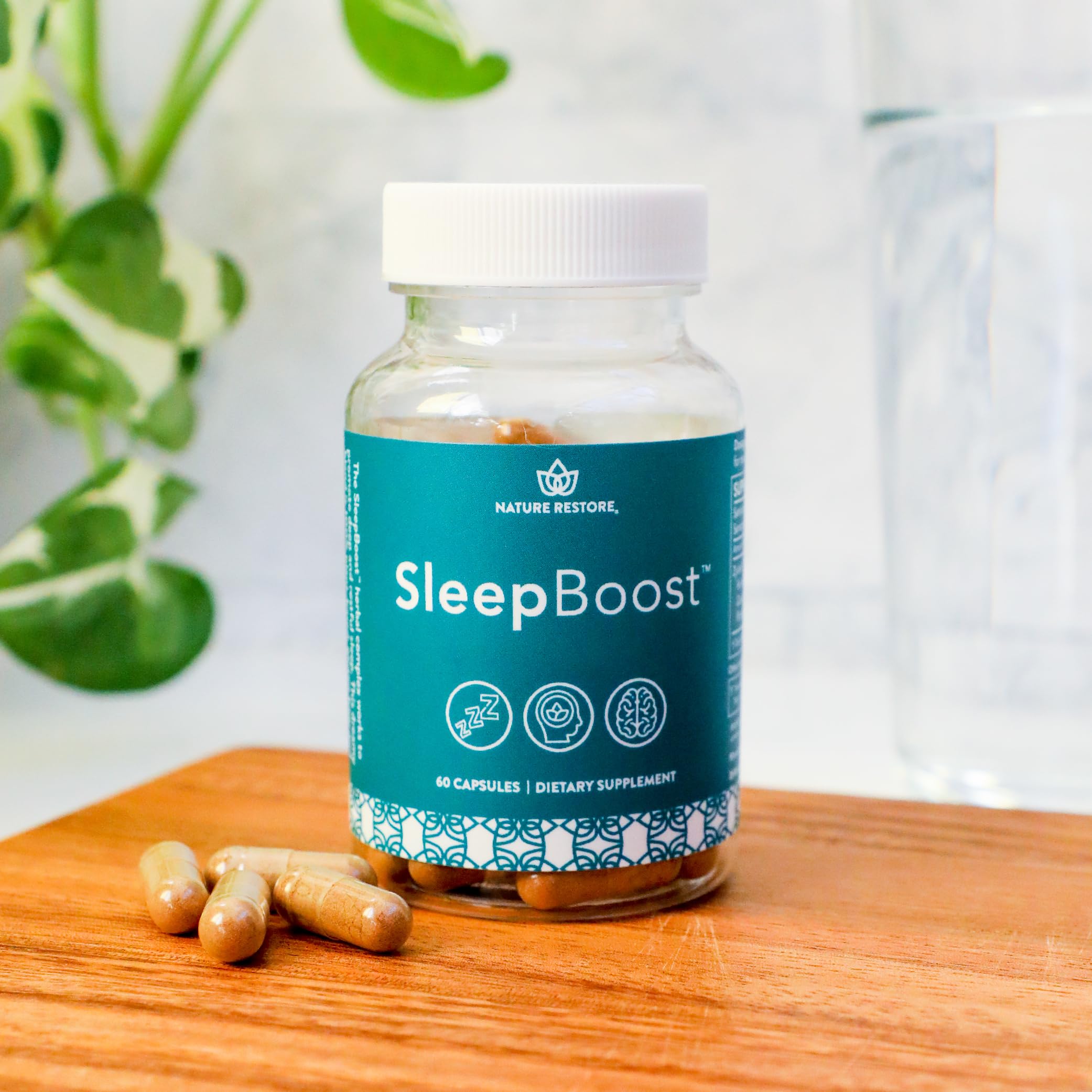 Nature Restore Herbal Rest Aid 500mg 60 Capsules bottle side view