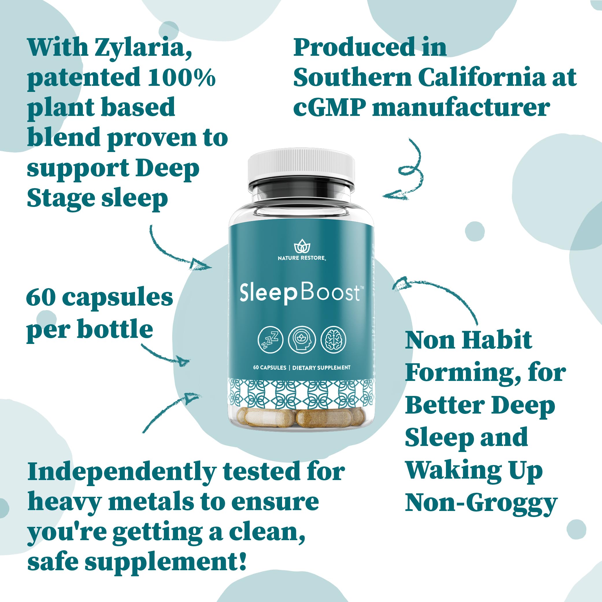 Nature Restore Herbal Rest Aid 500mg 60 Capsules packaging details
