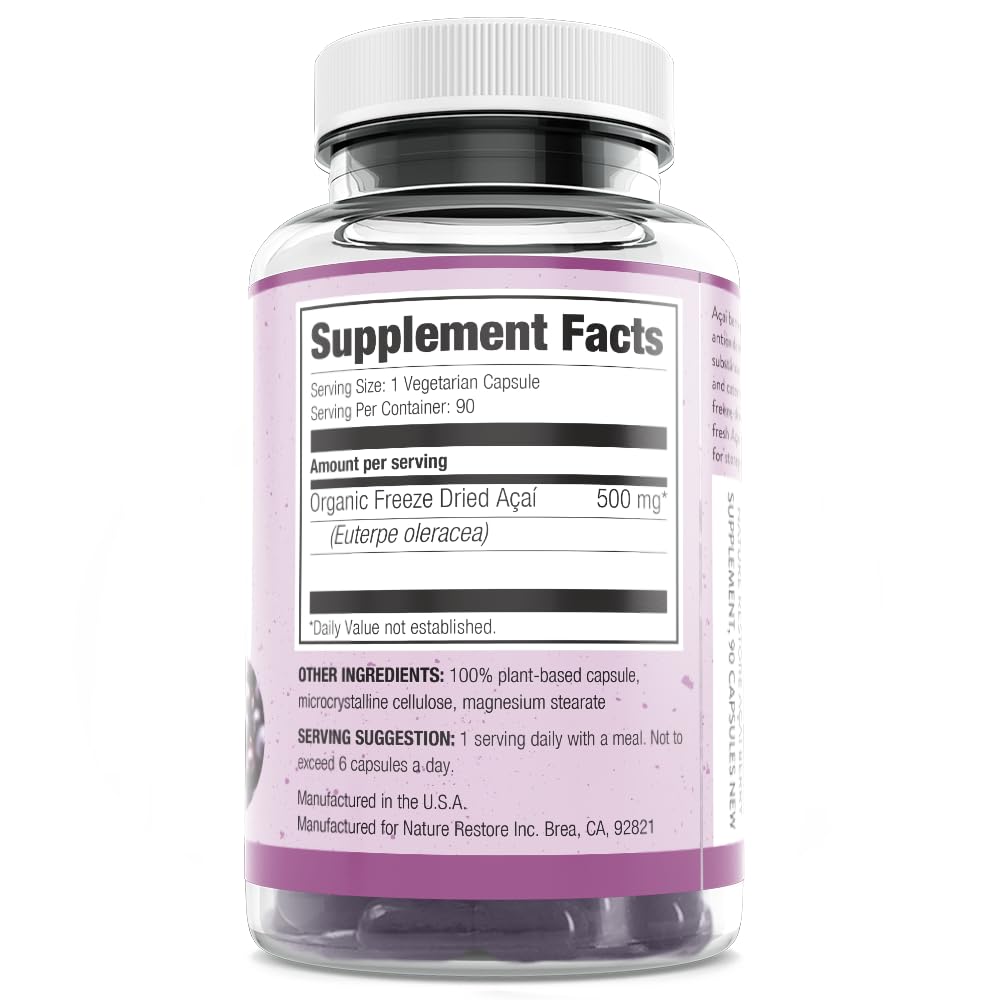 Nature Restore Organic Acai Berry Supplement capsules close-up