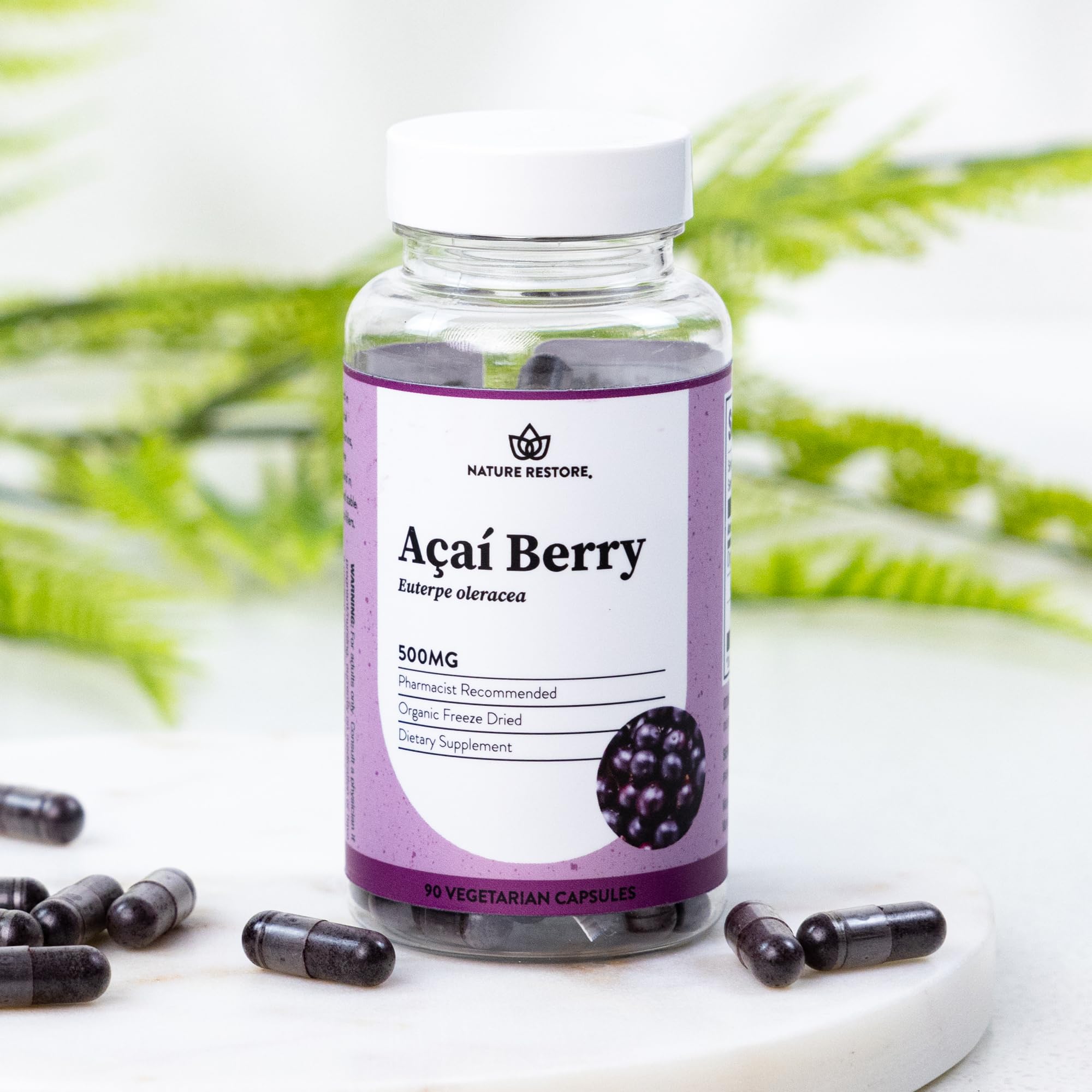 Nature Restore Organic Acai Berry Supplement packaging details