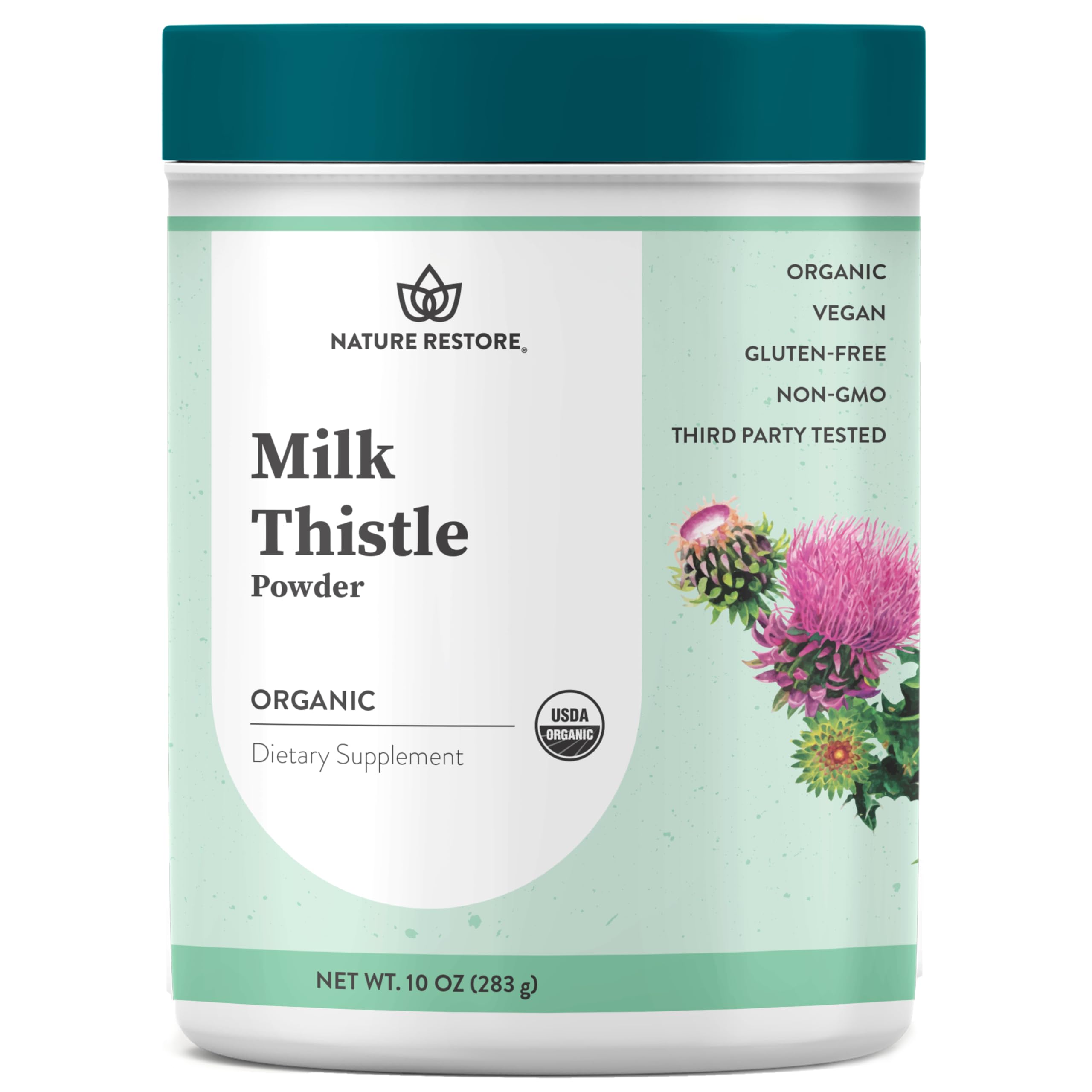 Nature Restore Organic Milk Thistle Seed Powder 10oz front view
