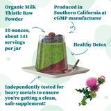 Nature Restore Organic Milk Thistle Seed Powder in a measuring spoon
