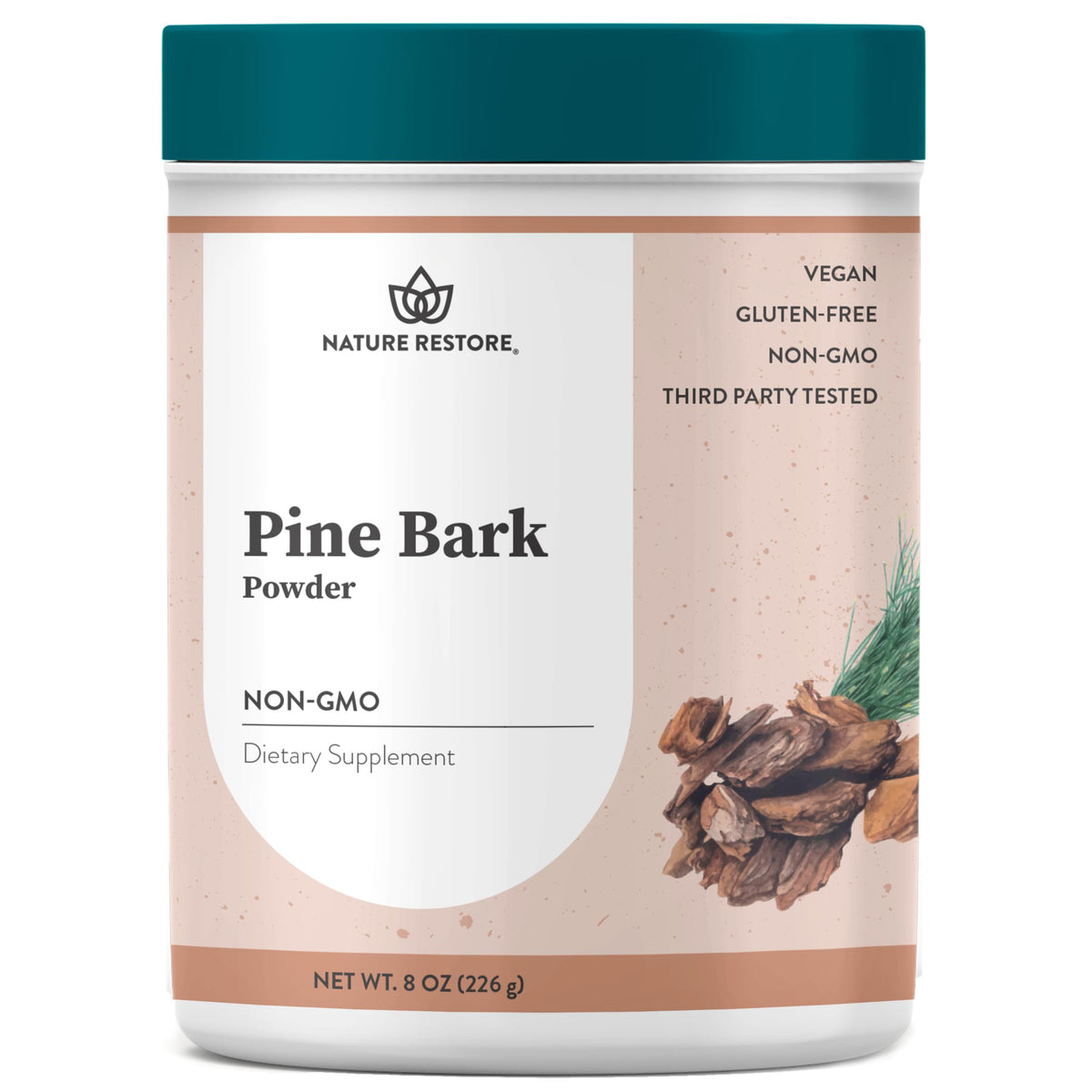Nature Restore Pine Bark Extract Powder front view in jar