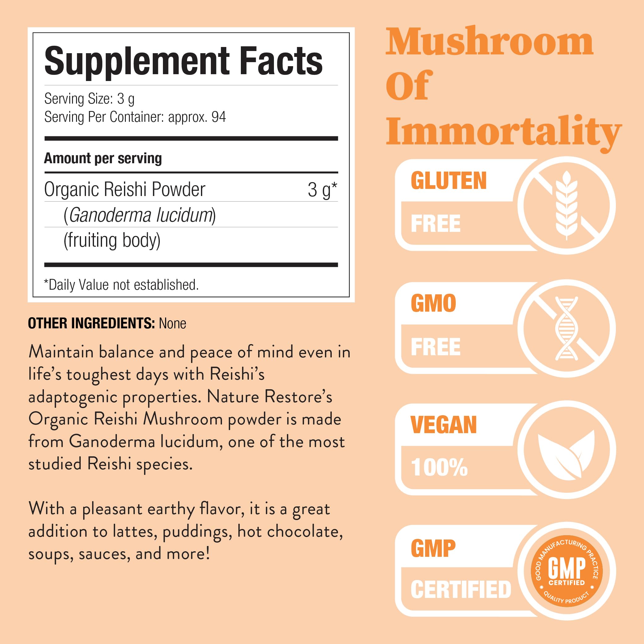 Nature Restore Reishi Mushroom Powder scoop with powder