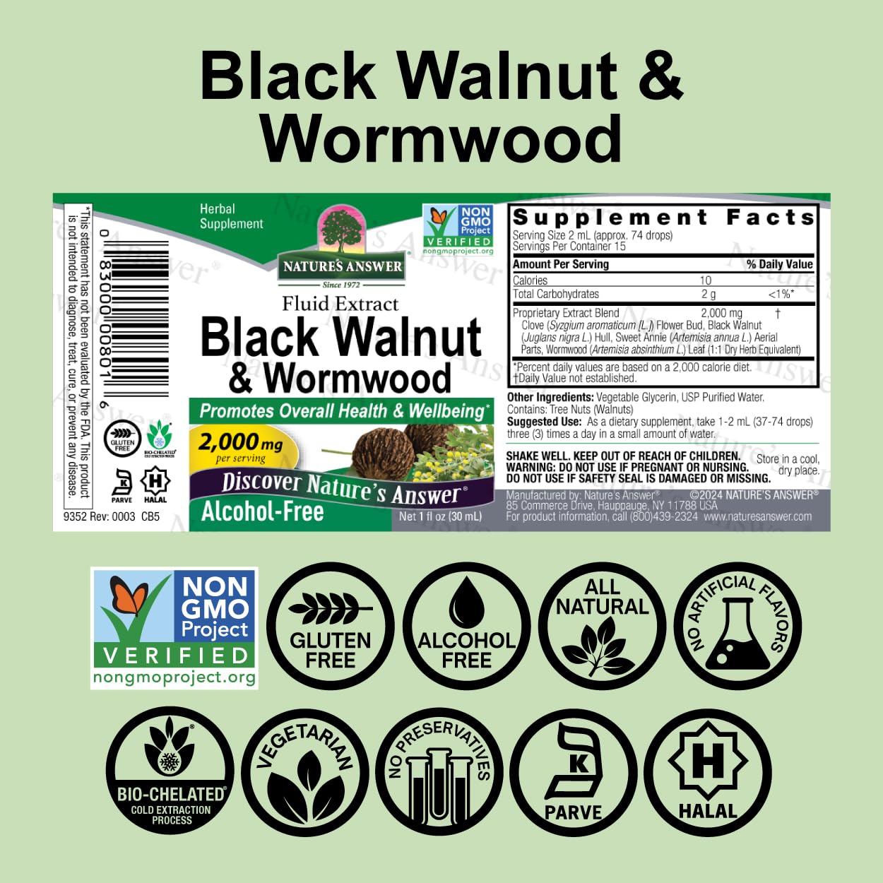 Nature's Answer Black Walnut and Wormwood Complex packaging