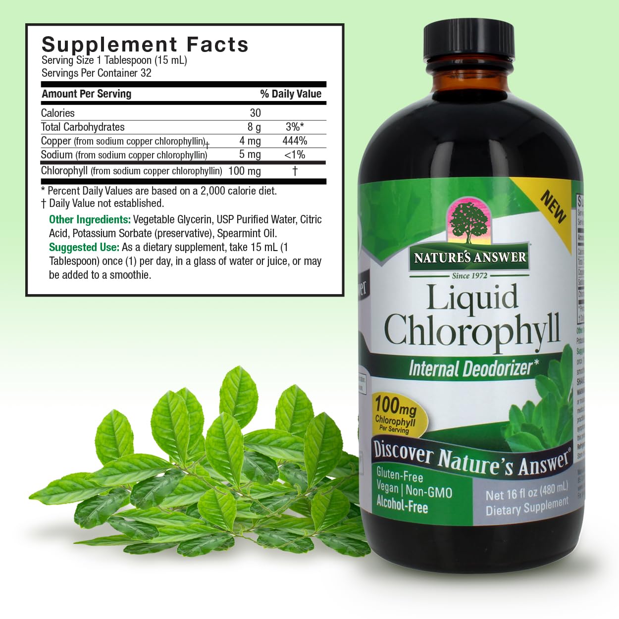 Nature's Answer Chlorophyll Liquid Supplement side view