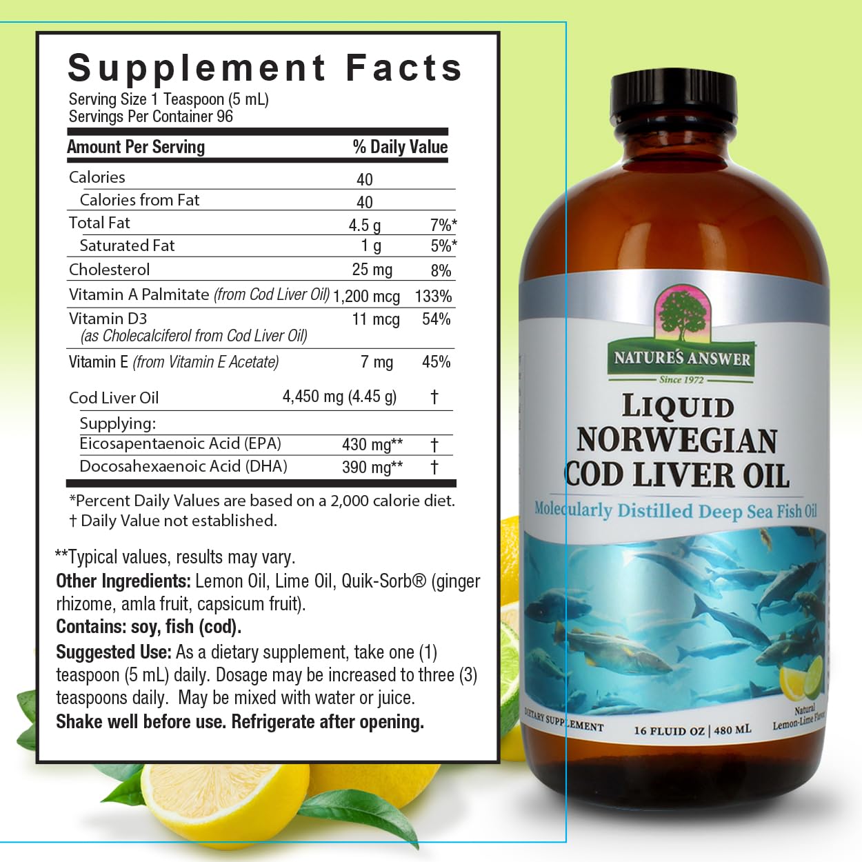 Nature's Answer Cod Liver Oil 454g side view