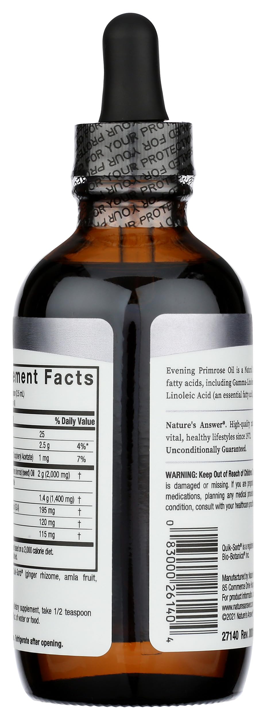 Nature's Answer Evening Primrose Oil 200g side view