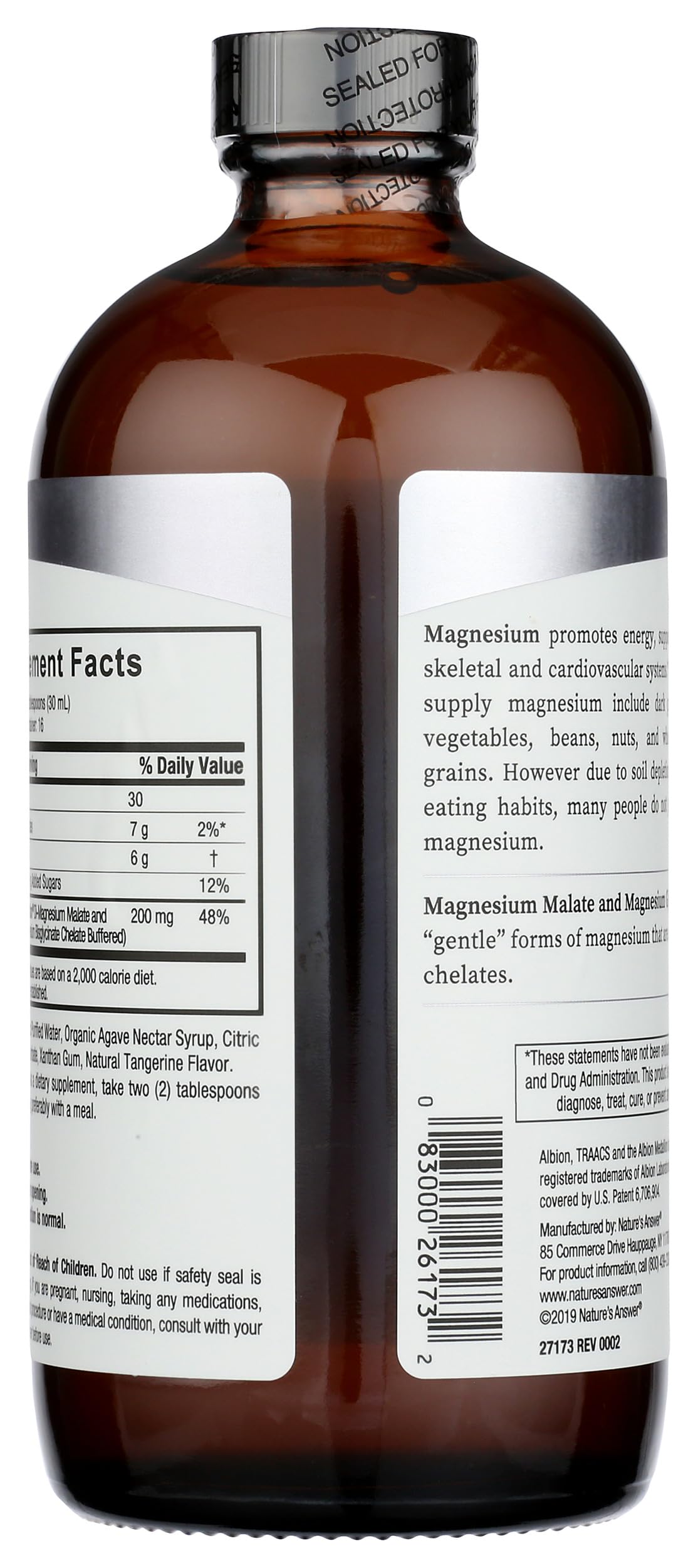 Nature's Answer Liquid Magnesium Malate & Glycinate back view