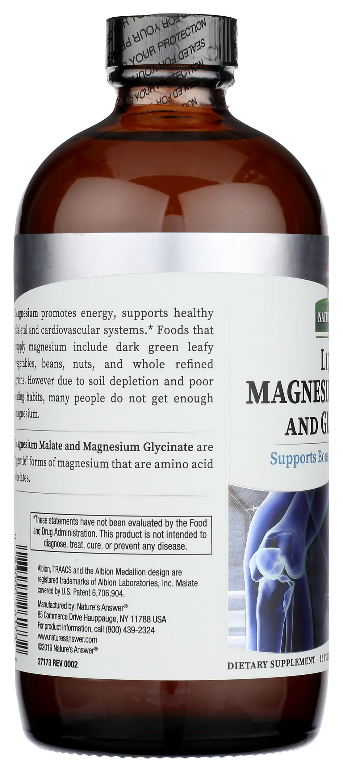 Nature's Answer Liquid Magnesium Malate & Glycinate label close-up