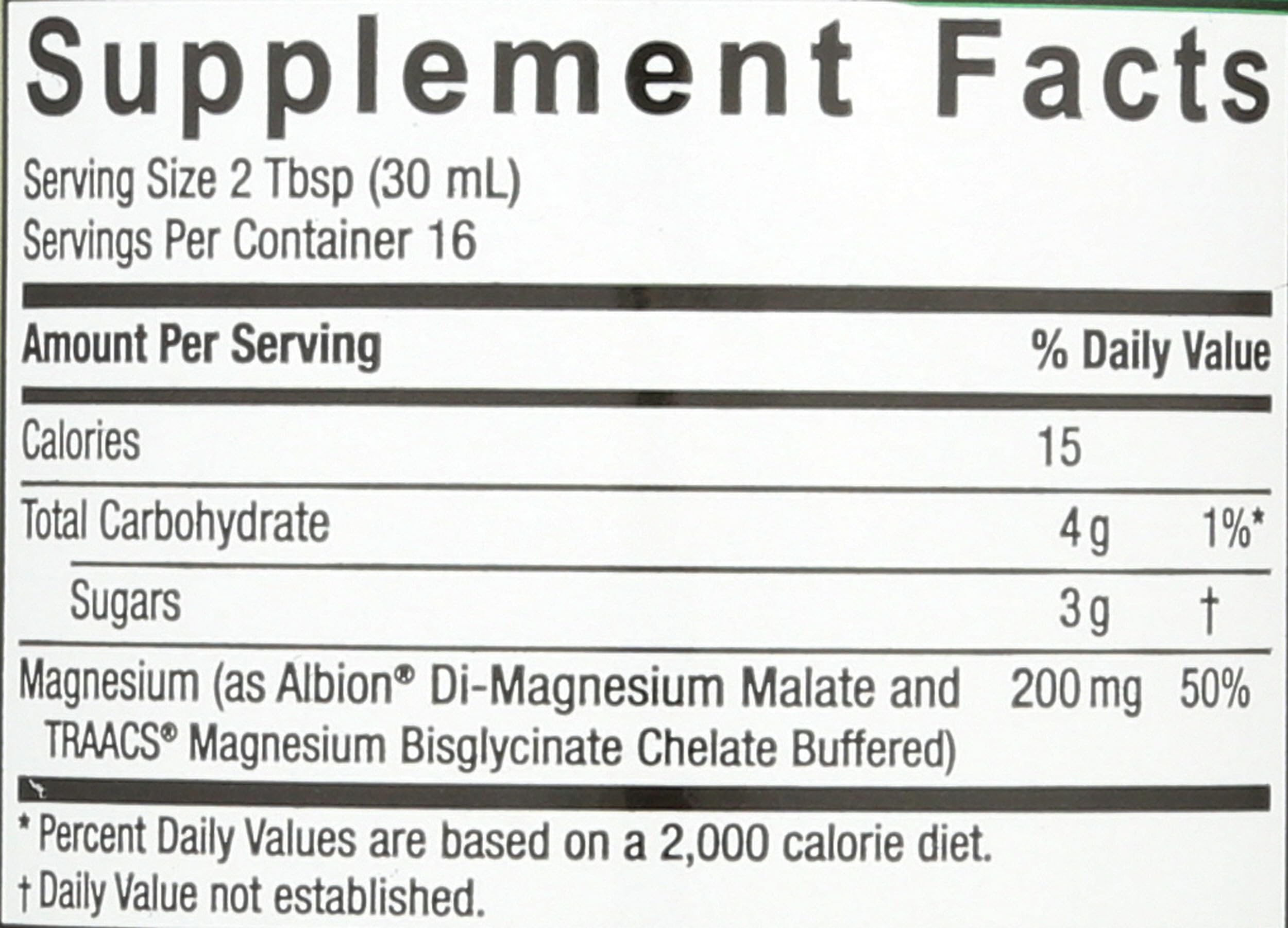 Nature's Answer Liquid Magnesium Malate & Glycinate side view
