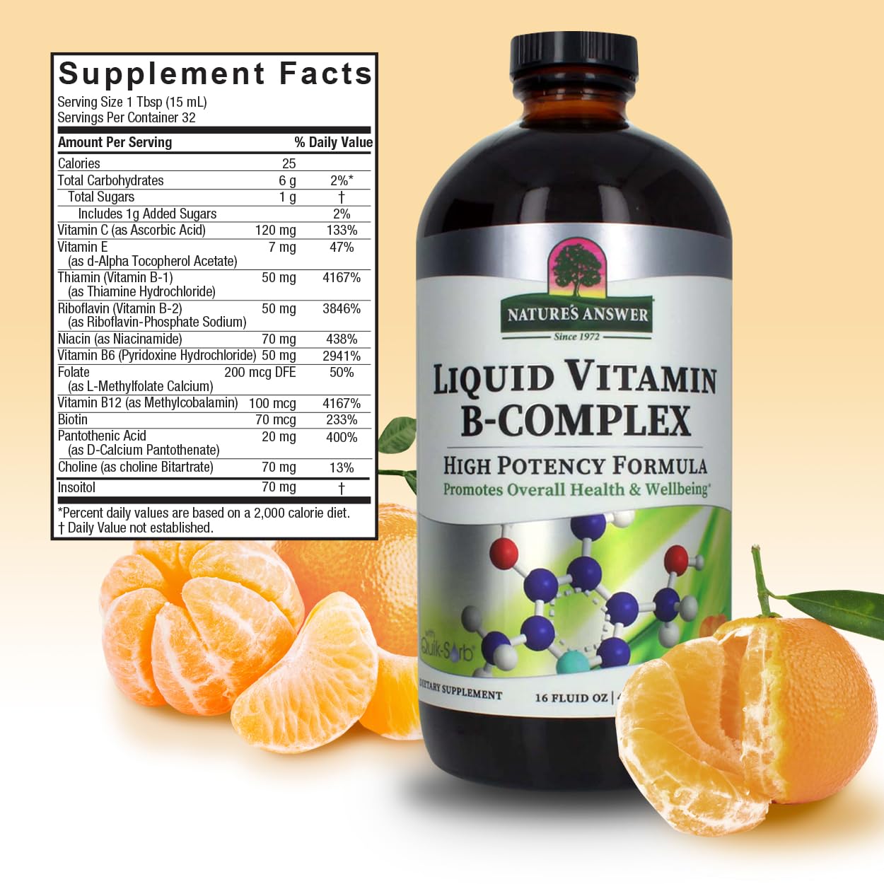 Nature's Answer Liquid Vitamin B-Complex 16oz back label