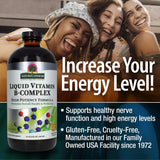 Nature's Answer Liquid Vitamin B-Complex 16oz bottle with a glass