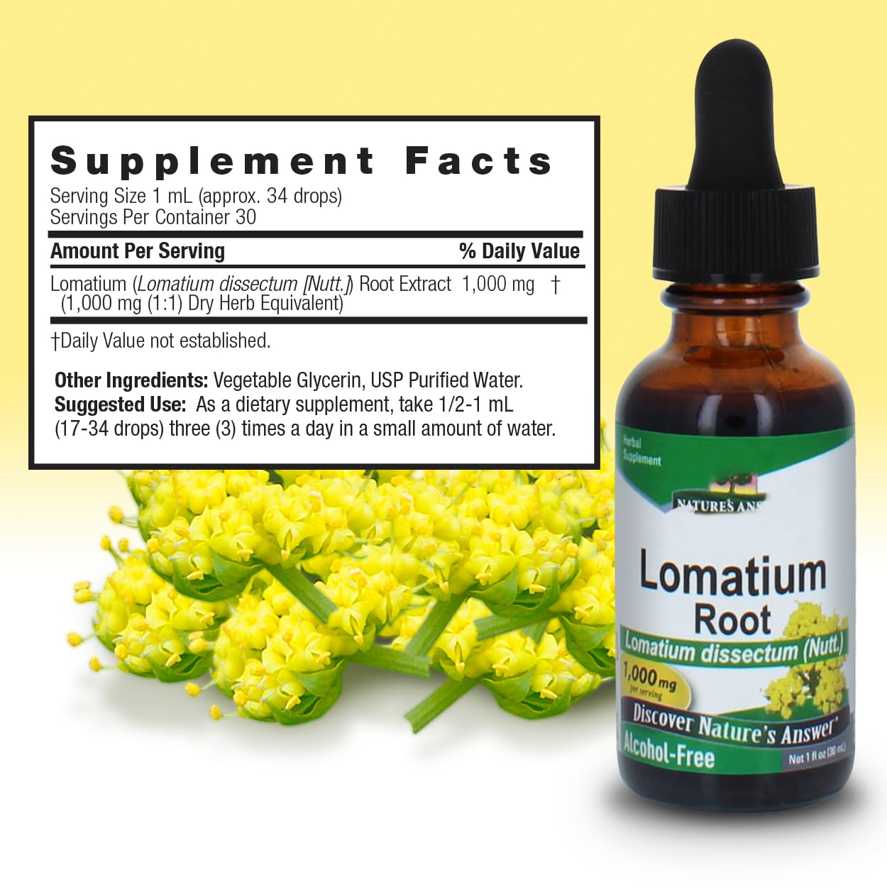 Nature's Answer Lomatium Root Extract bottle side view