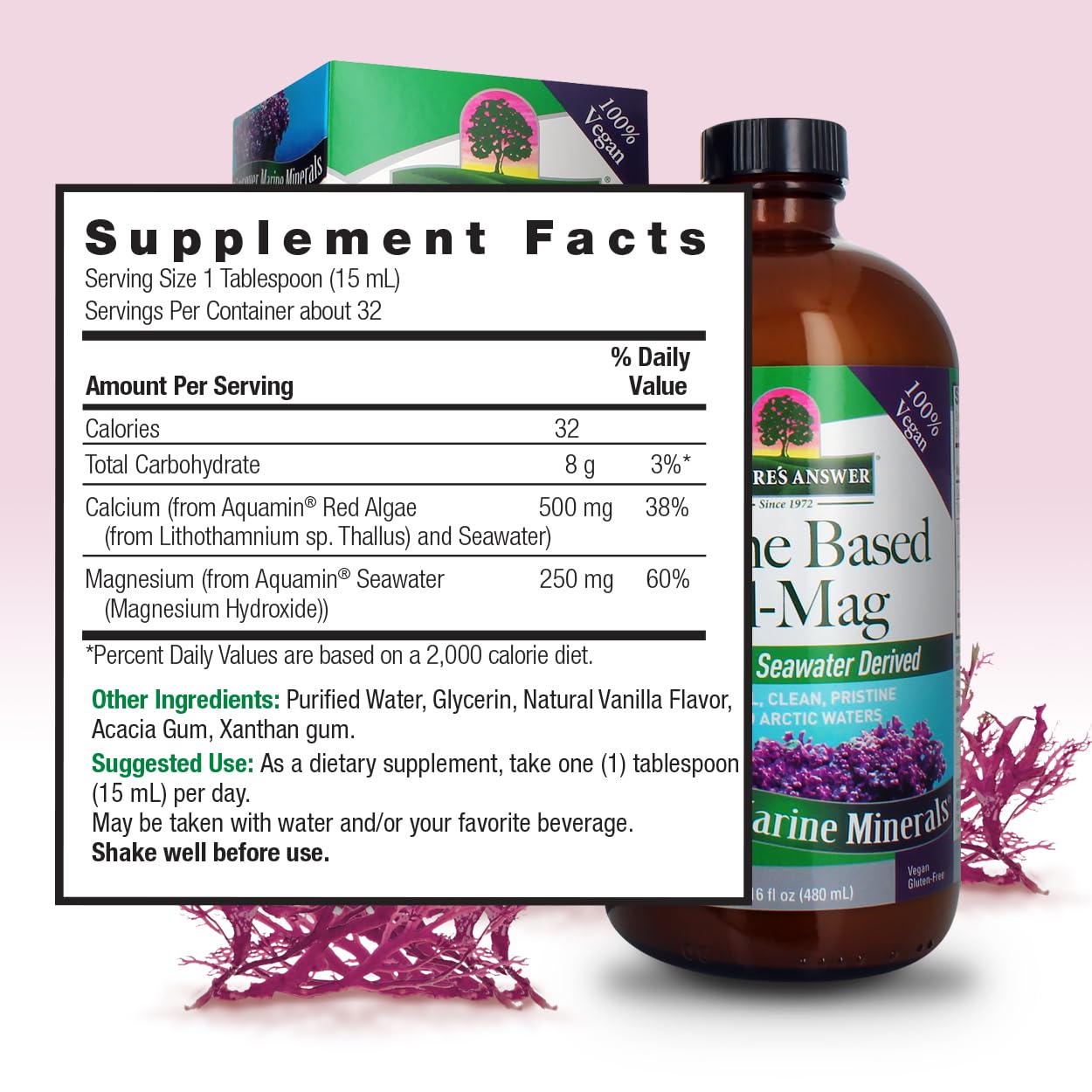 Nature's Answer Marine Calcium Magnesium Supplement 454g back view