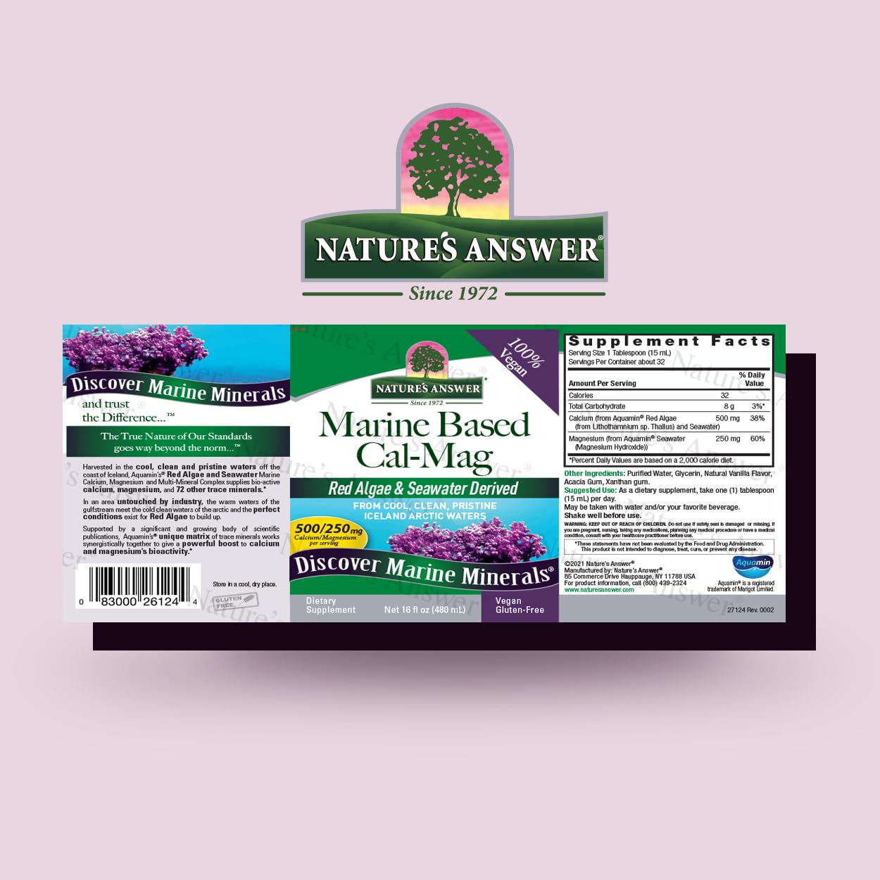 Nature's Answer Marine Calcium Magnesium Supplement 454g side view