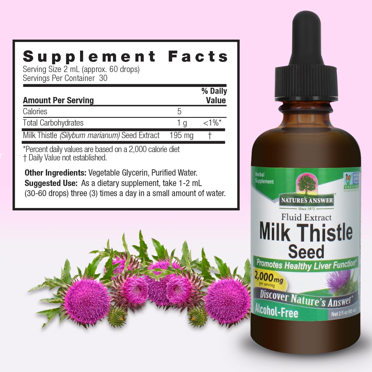 Nature's Answer Milk Thistle Extract 2oz side view