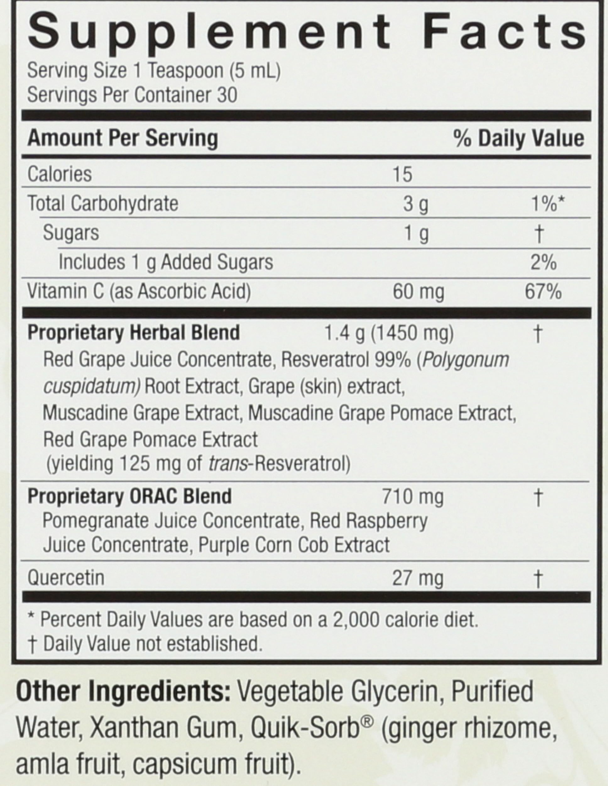 Nature's Answer Resveratrol Liquid Supplement 263g packaging