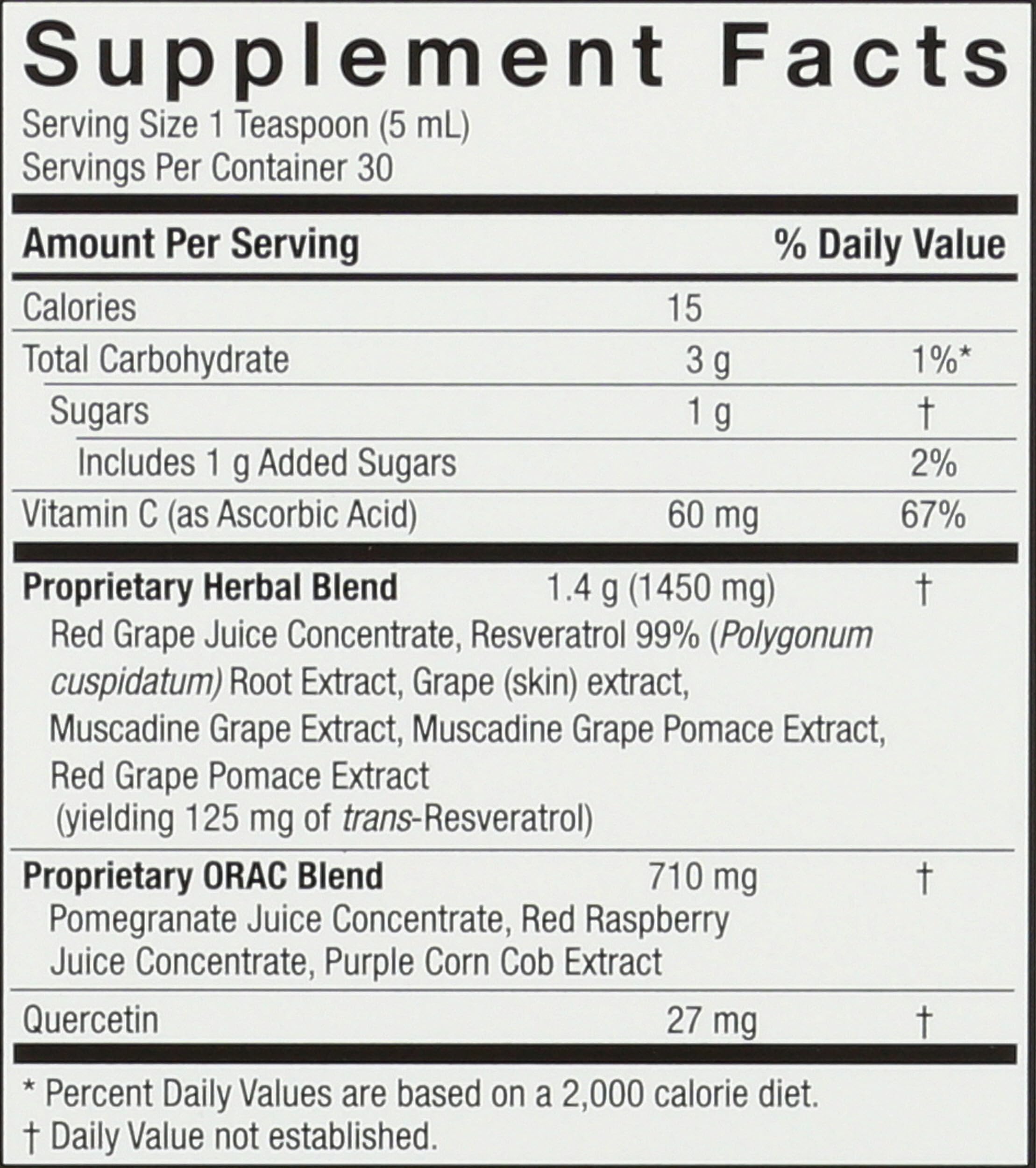 Nature's Answer Resveratrol Liquid Supplement 263g side view