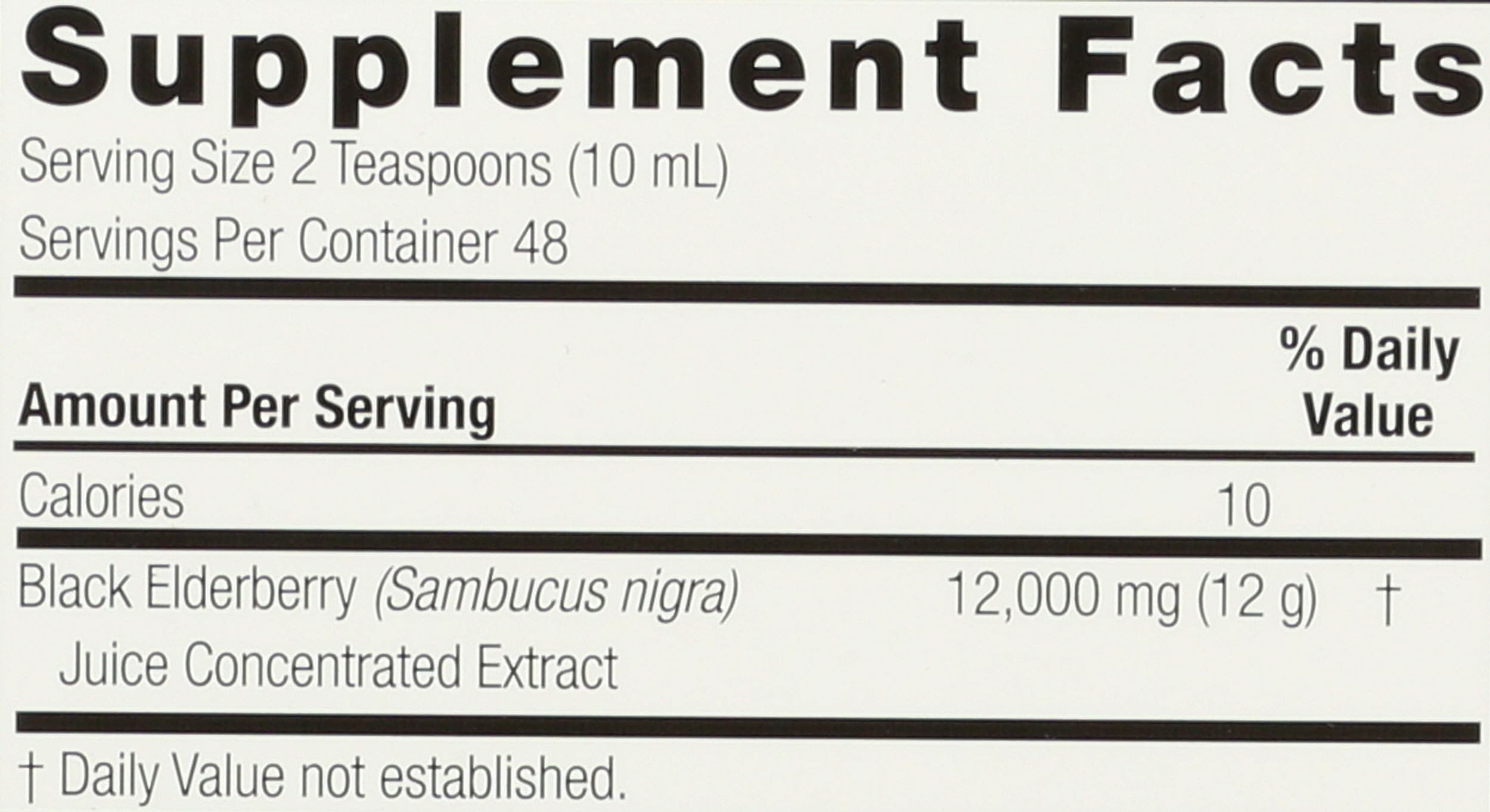 Nature's Answer Sambucus Elderberry Extract Syrup 16oz side view