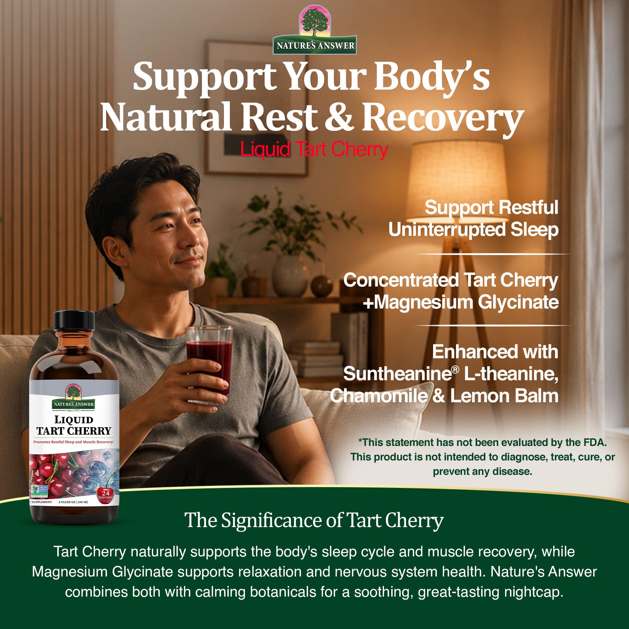 Nature's Answer Tart Cherry Juice 8 Fl Oz liquid in a glass