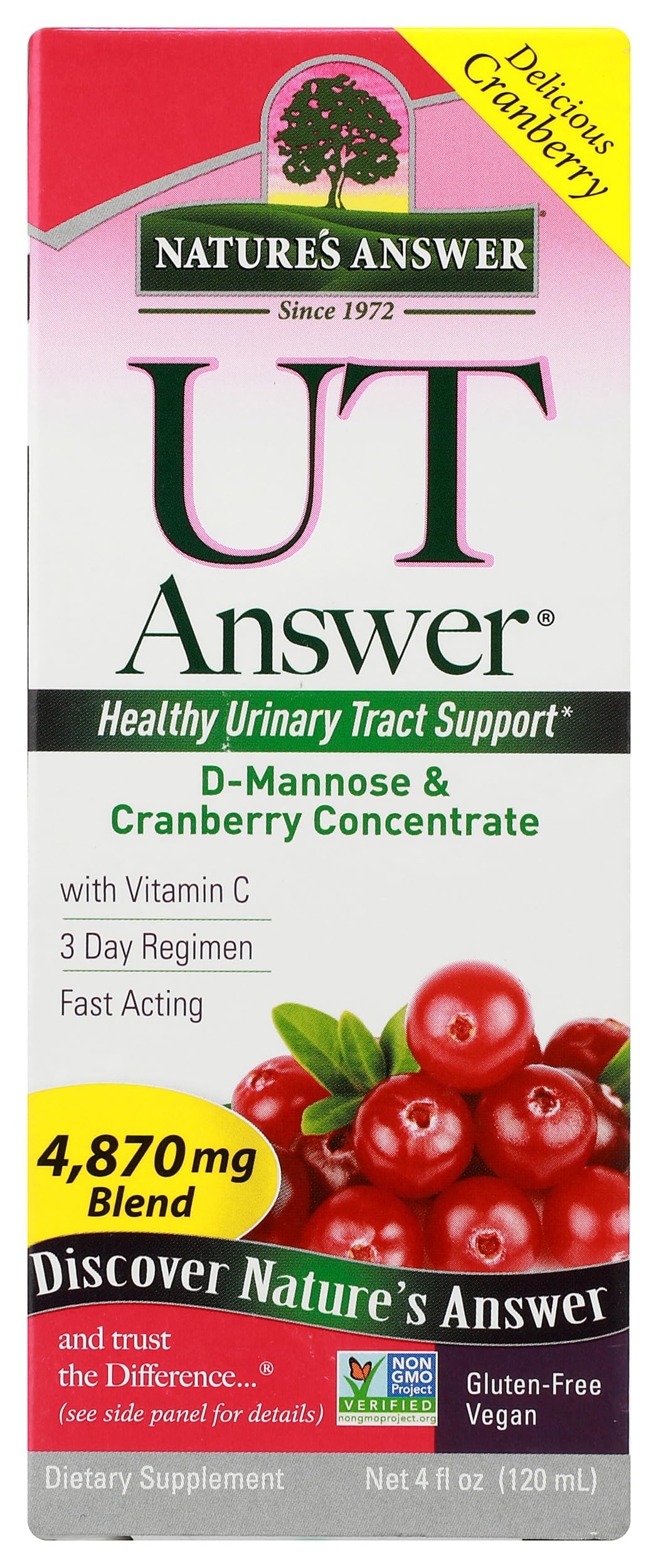 Nature's Answer UT Answer Cranberry D-Mannose Supplement front view
