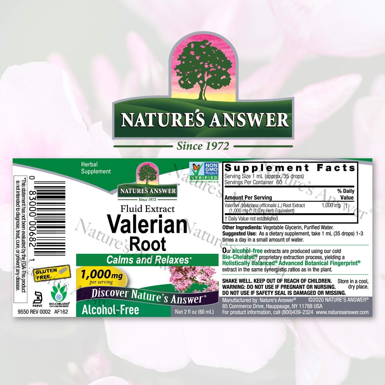 Nature's Answer Valerian Root Extract 1000mg back view