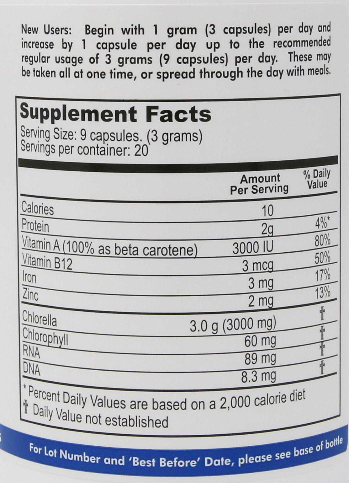 Nature's Balance Chlorella Pyrenoidosa packaging side view
