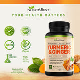Nature's Base Turmeric Supplement bottle on a kitchen counter